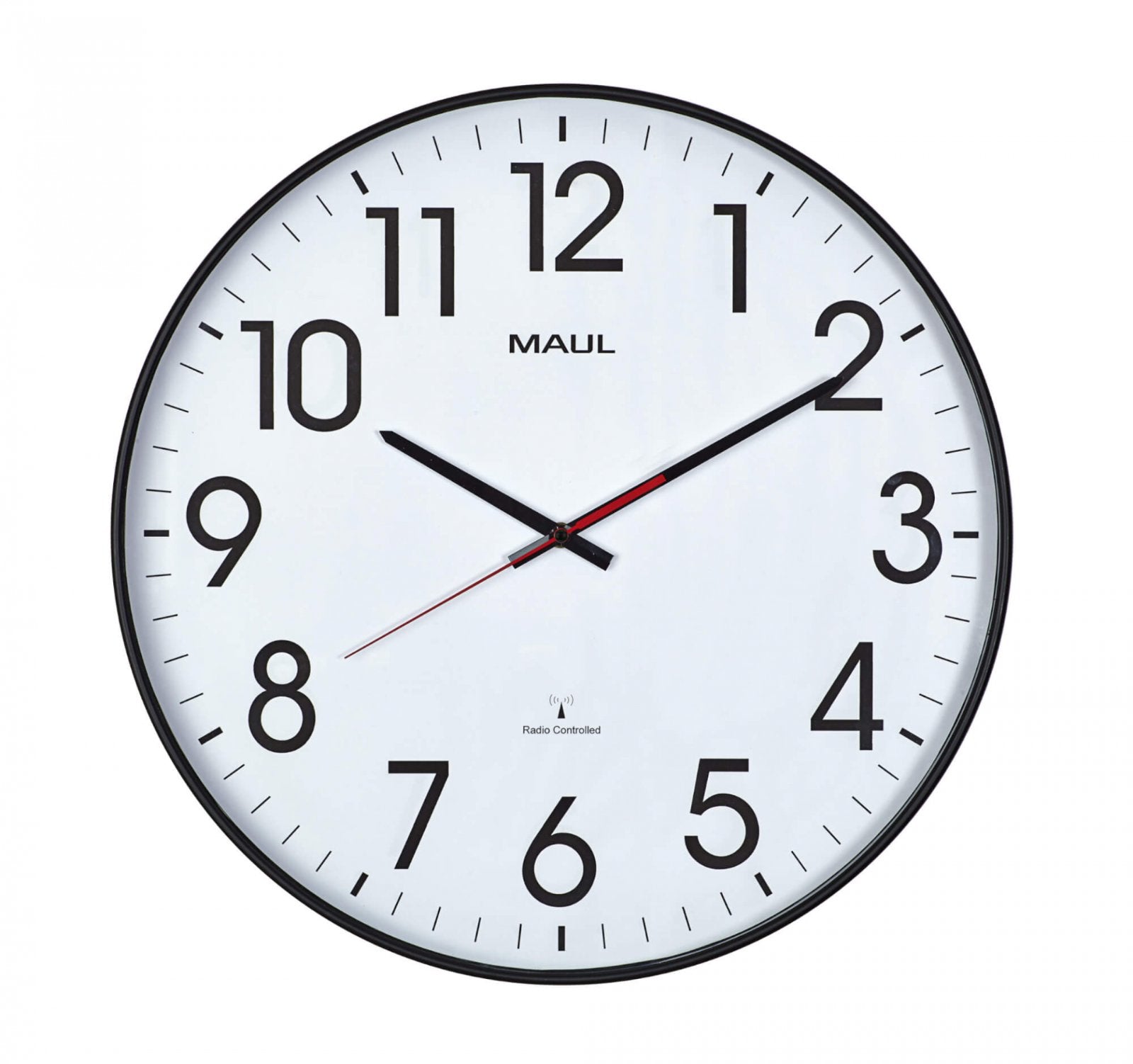 MAULclimb Wanduhr – Funk, analog, Ø 47 cm, Schwarz