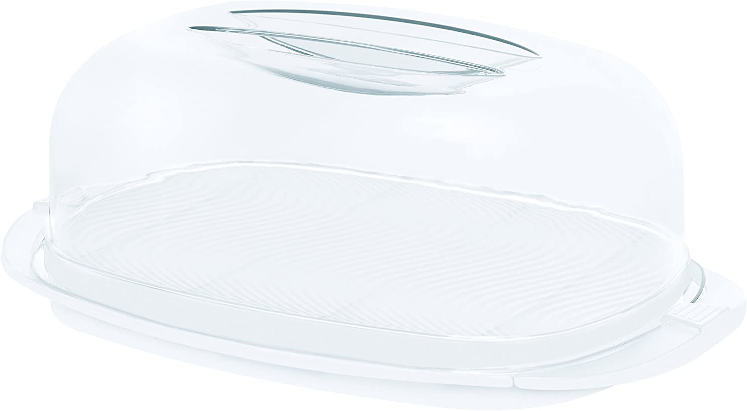 Rotho Käseglocke – 2,3 l, 17 × 29 × 10,5 cm, Kunststoff, Transparent/Weiss, spülmaschinenfest