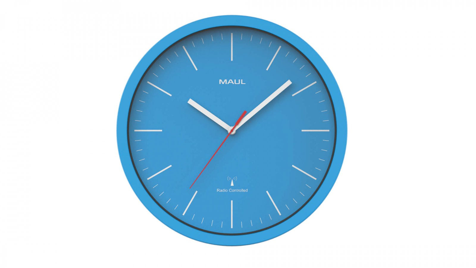 MAUL Wanduhr – Digital, Ø 30,5 cm, Blau, Kunststoff/Mineralglas