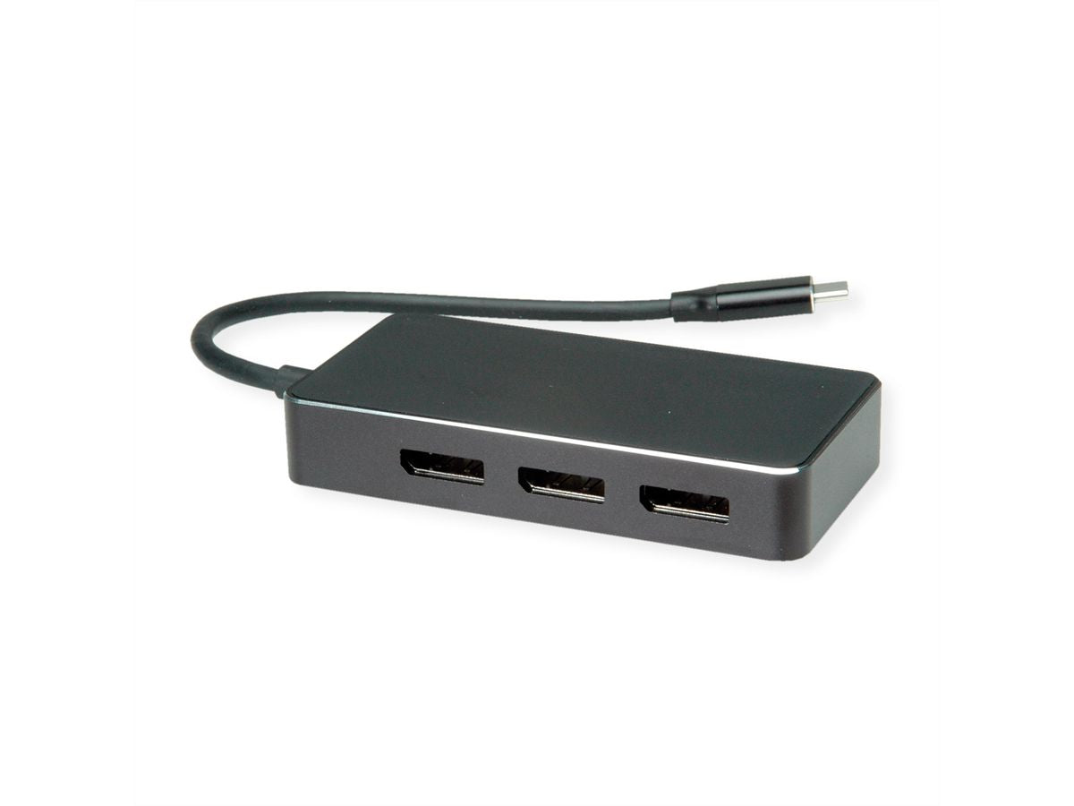 VALUE USB-C zu 3× DisplayPort Adapter – 4K (3840 × 2160) @ 60 Hz, 10 cm, DP Alt Mode, für Geräte mit USB-C