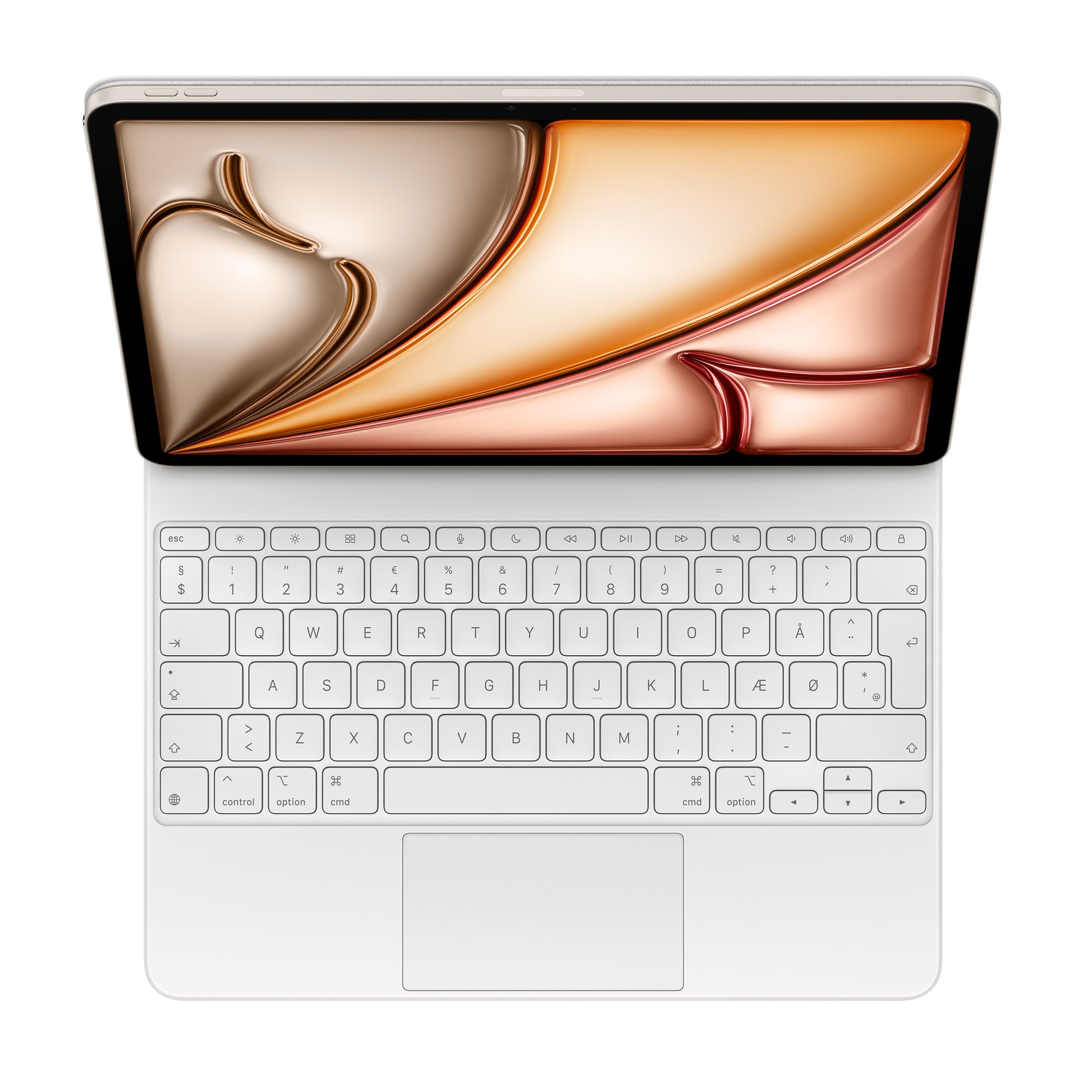 Apple Tastatur-Case für iPad Air 13" (M2–M3) – Smart Connector, QWERTY (Dänisch), mit Trackpad – Weiss