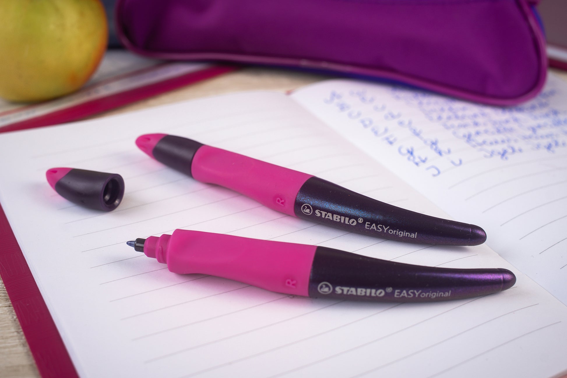 STABILO EASYoriginal – Tintenroller, 0,5 mm, blau, rosa, für Rechtshänder