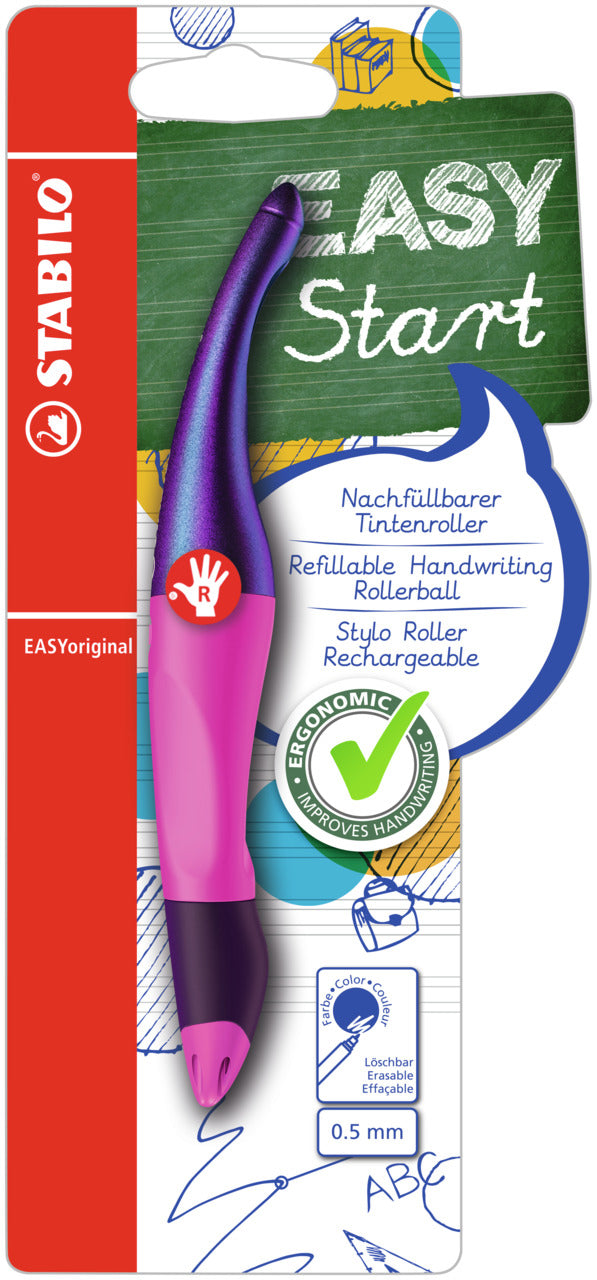 STABILO EASYoriginal – Tintenroller, 0,5 mm, blau, rosa, für Rechtshänder