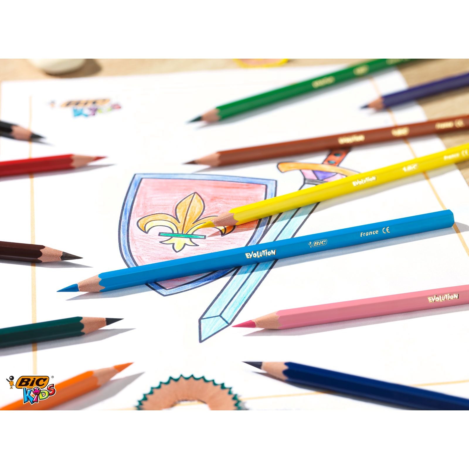 BIC Buntstifte Evolution Kids – 18 Farben, im Metalletui, Ø 3,2 mm, Kunstharz, NF Environment
