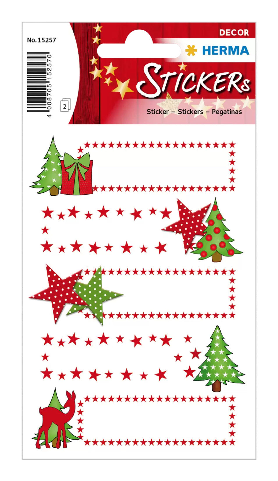 HERMA Schmucketiketten Decor Weihnachten – 84 × 120 mm – mehrfarbig – 10 Stk.
