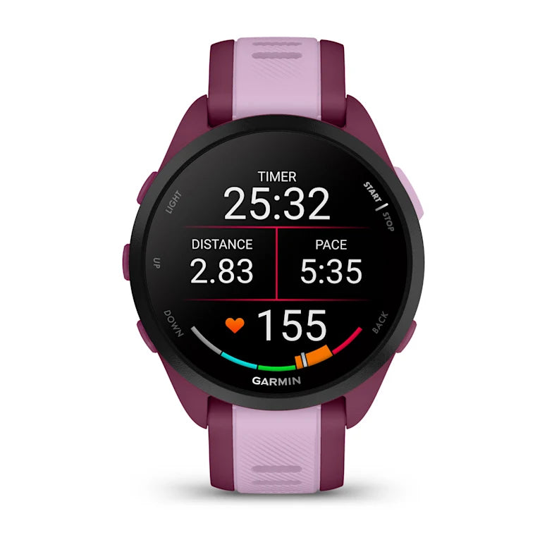 Garmin Forerunner 165 Music – GPS-Smartwatch – 43 mm, 1,2", GPS, Bluetooth, Schwimmen, Beere/Flieder