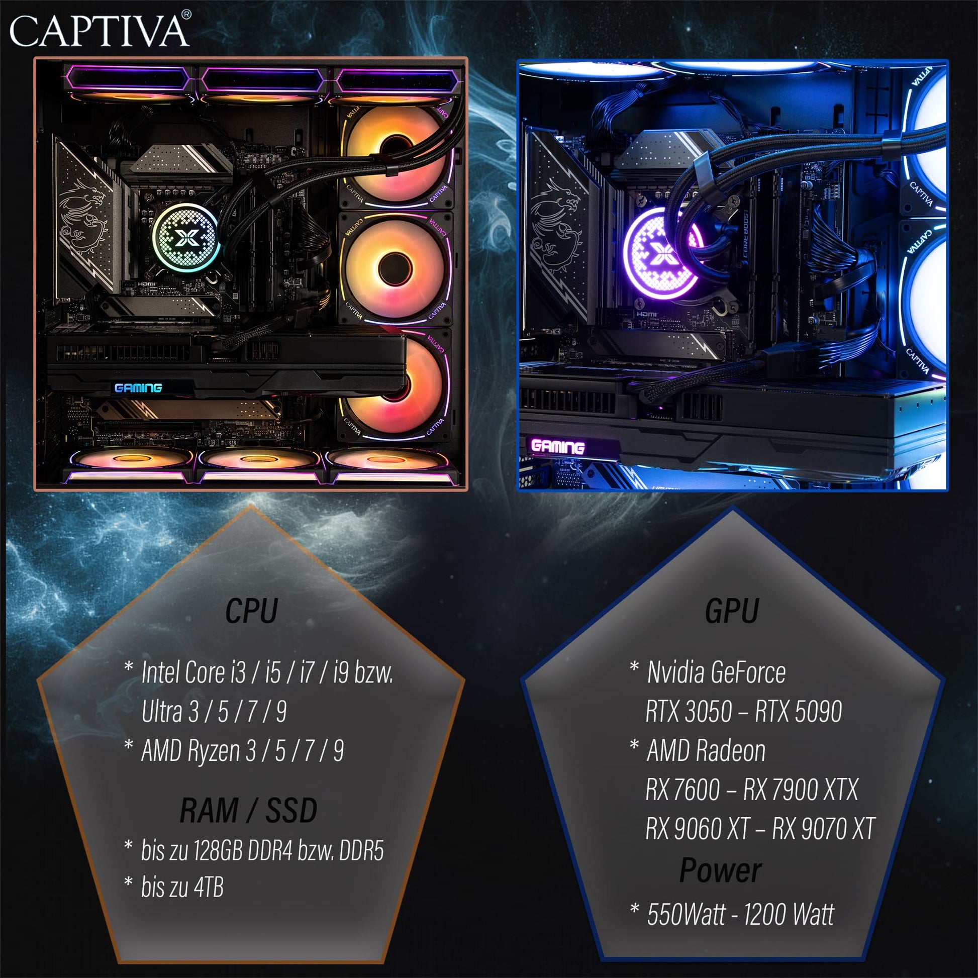 Captiva Tower – Intel Core i9-14900KF, 64 GB RAM, 2 TB SSD, NVIDIA GeForce RTX 5080 16 GB, Windows 11 Home