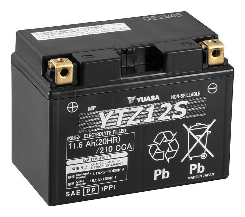 Yuasa Ersatzakku, Blei (VRLA), AGM, 11 600 mAh, 12 V – für YTZ12S