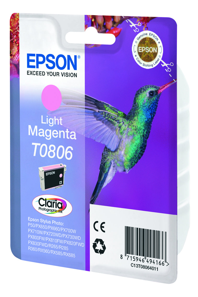 Epson T0806 Helle Magenta Tintenpatrone (Original) – 7,4 ml – für Epson Stylus Photo R265/R360/R285 …