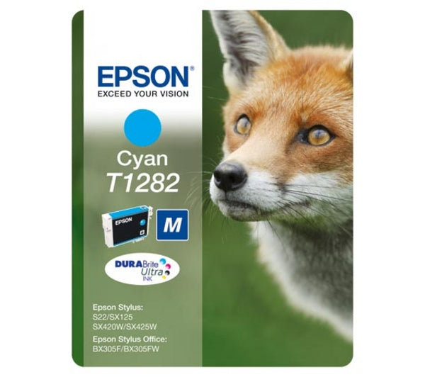 Epson T1282 Cyan Tintenpatrone (Original) – 3,5 ml – für Epson Stylus Office B42WD/BX305F/BX305FW…, SX420W/SX4