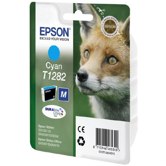 Epson T1282 Cyan Tintenpatrone (Original) – 3,5 ml – für Epson Stylus Office B42WD/BX305F/BX305FW…, SX420W/SX4