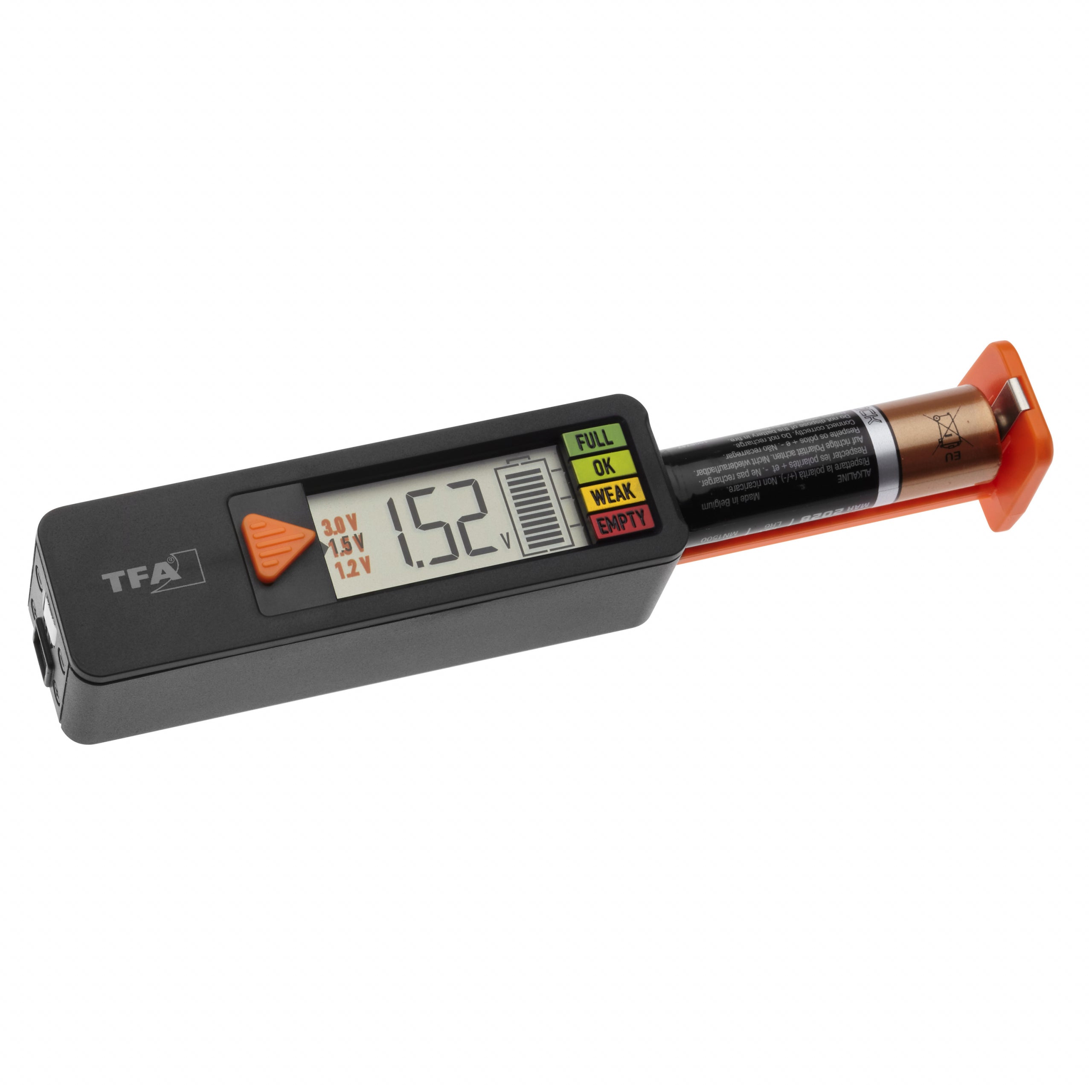 TFA-Dostmann BatteryCheck – Batterietester – LED-Anzeige, für AA/AAA/C/D/9 V/Knopfzellen