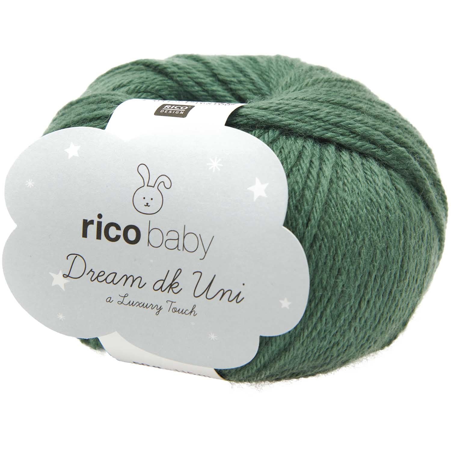 Rico Design Baby Dream Uni DK Garn Olivgrün – 50 g, 115 m, Nadel 4 mm, 50% Polyacryl/50% Polyamid, 1 Stk.