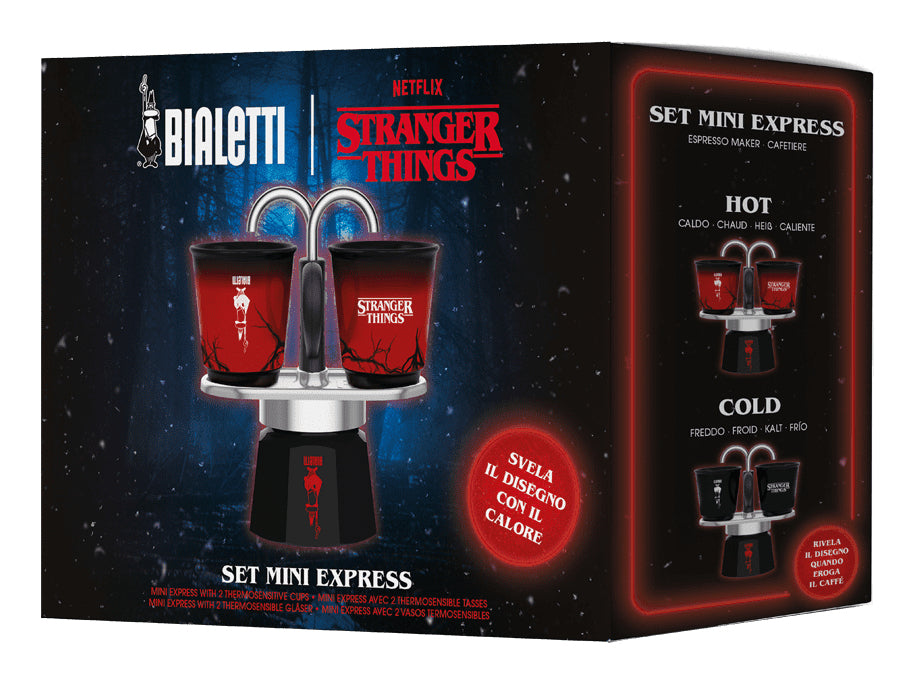 Bialetti Stranger Things Mini Express Espressokanne – für Gas, 2 Tassen, Rot
