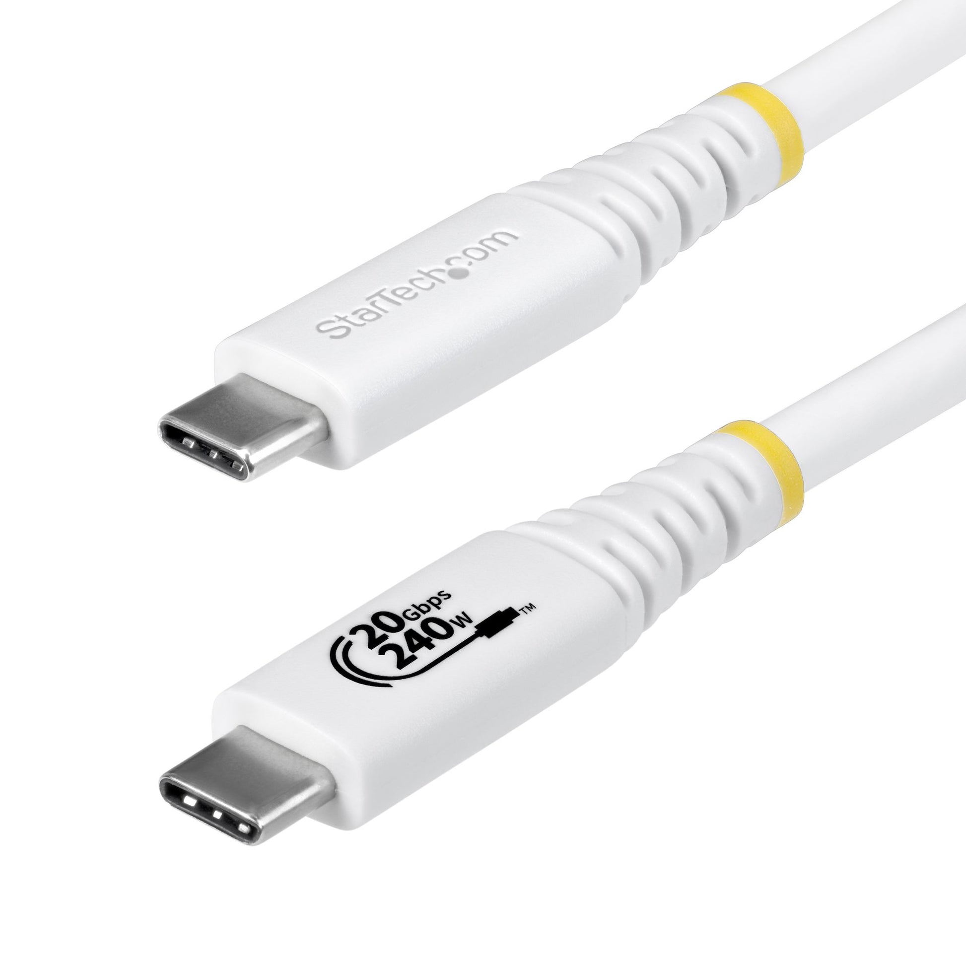 StarTech.com USB-C auf USB-C Kabel – USB4 20 Gbit/s – 2 m – PD 240 W – 4K/120, DP 1.4 – Weiss