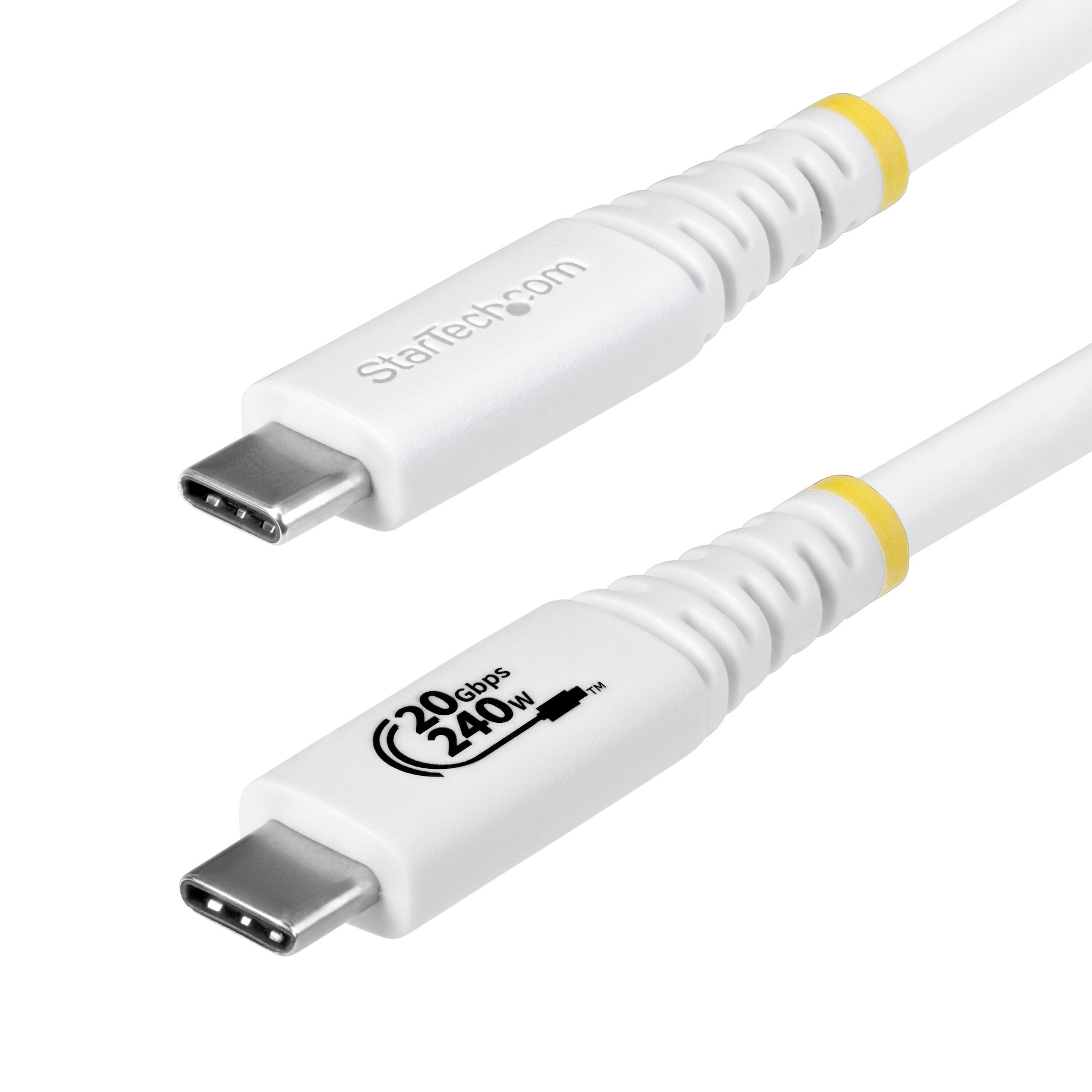 StarTech.com USB-C auf USB-C Kabel – USB4 20 Gbit/s – 2 m – PD 240 W – 4K/120, DP 1.4 – Weiss