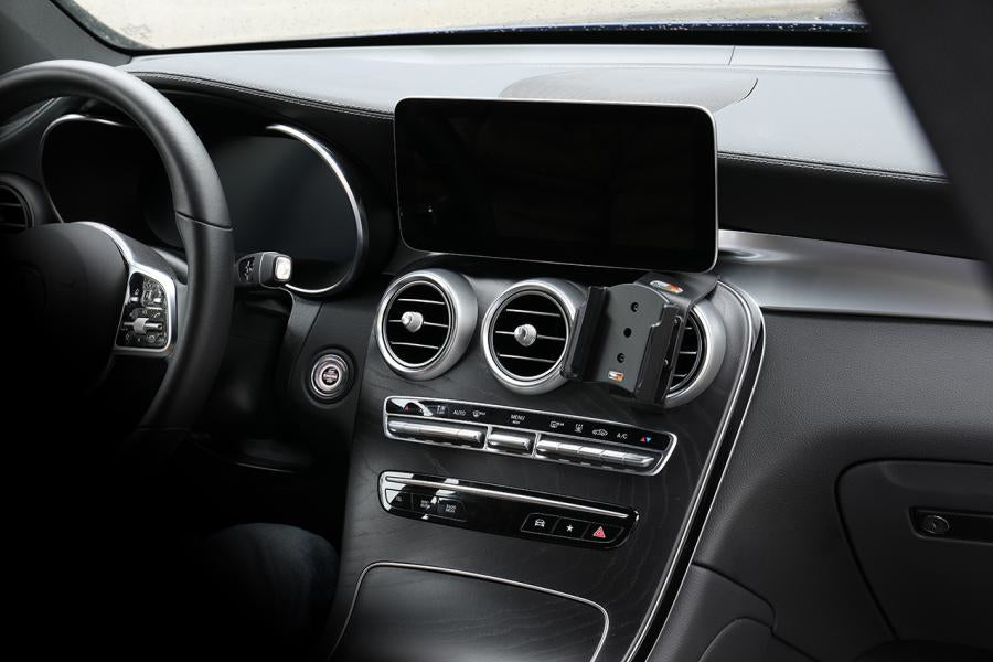 Brodit Auto-Halterung, Schraubbefestigung, drehbar 360°, neigbar 0–17° – für iPhone 13/13 Pro – Schwarz