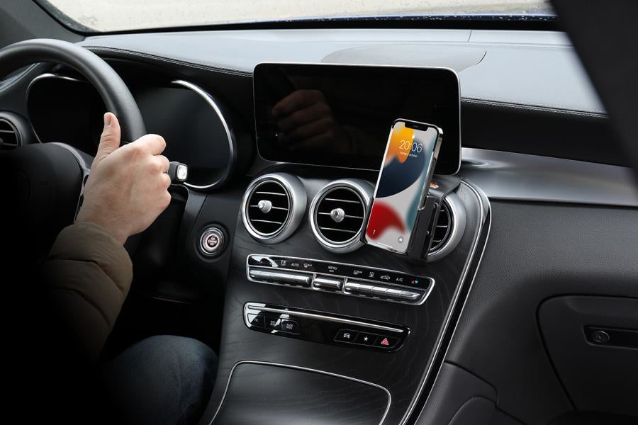 Brodit Auto-Halterung, Schraubbefestigung, drehbar 360°, neigbar 0–17° – für iPhone 13/13 Pro – Schwarz