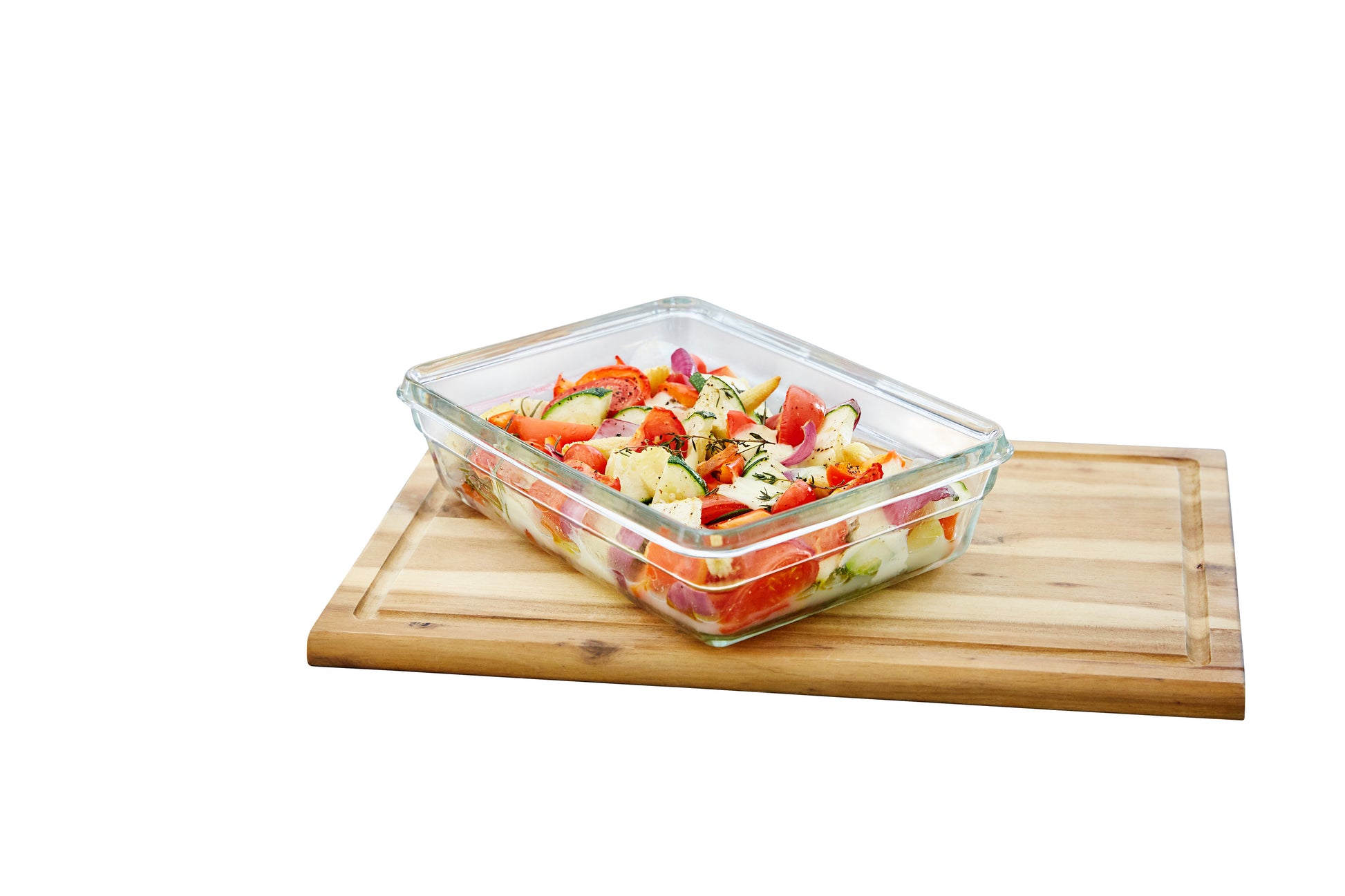 Emsa Glasbehälter Clip & Close – 0,45 l – eckig – 12,6 × 21 × 18,3 cm – Borosilikatglas – rot – 3 Stück