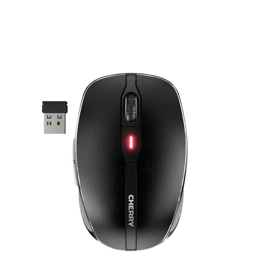 CHERRY MW 8C ADVANCED Maus – kabellos, USB-C, 3'000 dpi, 6 Tasten, beidhändig, wiederaufladbar, schwarz/grau