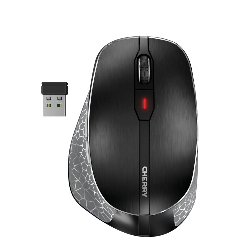 CHERRY MW 8C ERGO Ergonomische Maus – kabellos, 6 Tasten, für Rechtshänder, wiederaufladbar, schwarz/grau