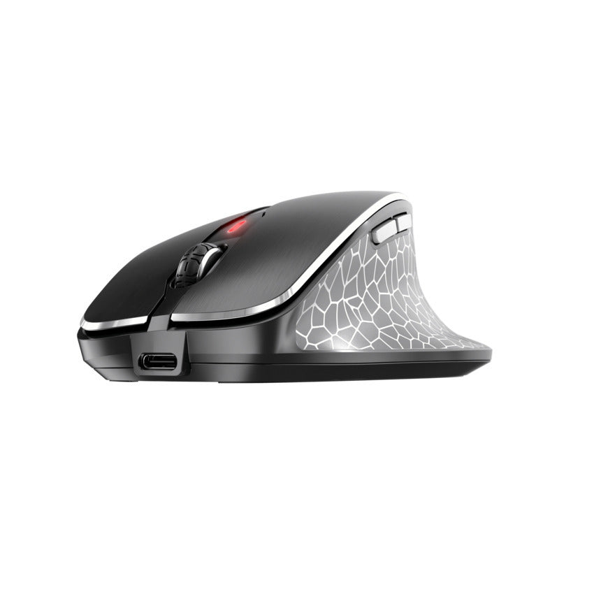 CHERRY MW 8C ERGO Ergonomische Maus – kabellos, 6 Tasten, für Rechtshänder, wiederaufladbar, schwarz/grau
