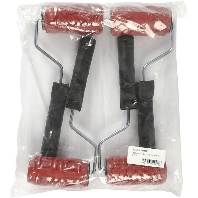 Creativ Company Farbwalzenset – Gummi, Breite 100 mm, Schwarz, Rot, 4er-Set