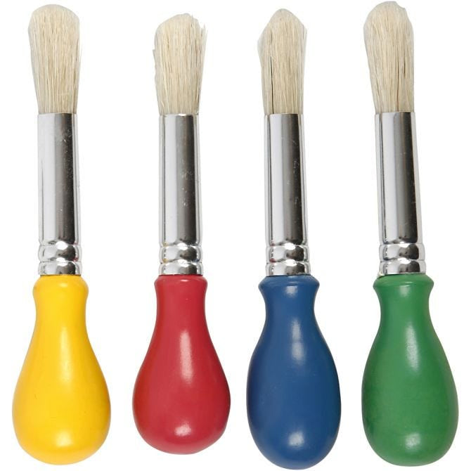 Creativ Company Pinsel-Set – Sortiert, Schweineborsten/Holz, 4 Farben, 4er-Set