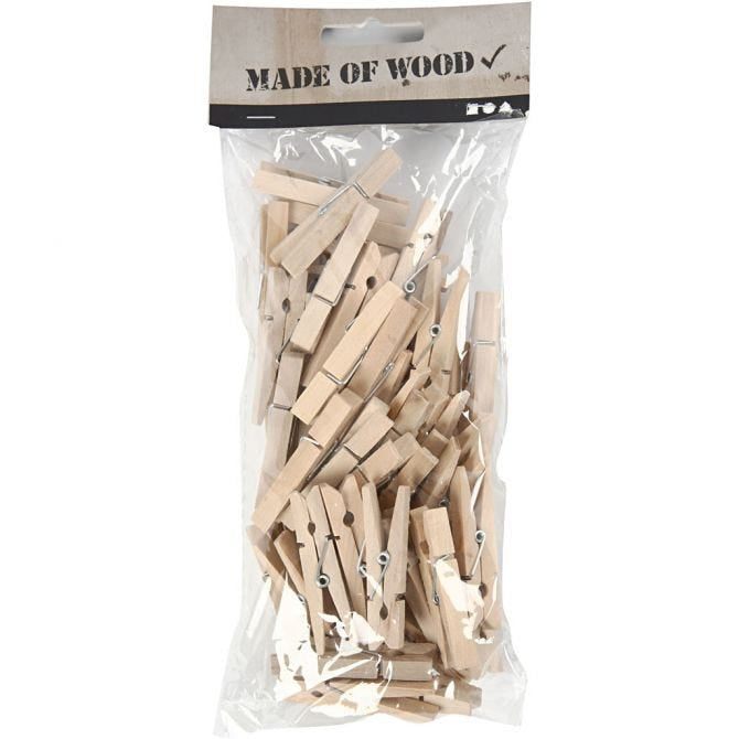 Creativ Company Holzklammer, Holz (Birke), Braun, 0,6 × 0,6 × 4,8 cm, 50 Stk.