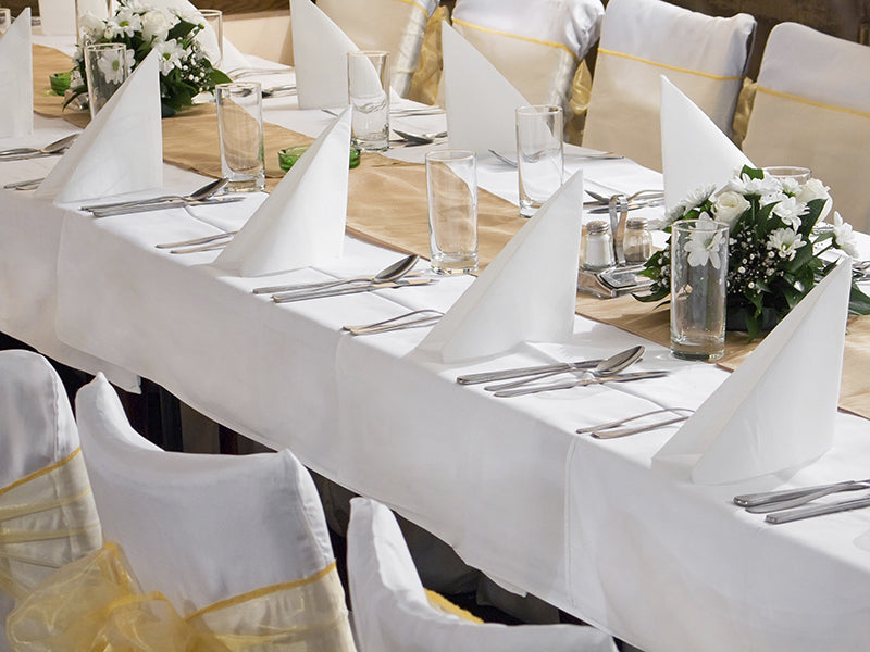 PartyDeco Tischdecke – 180×300 cm, Textil, Weiss, Hochzeit