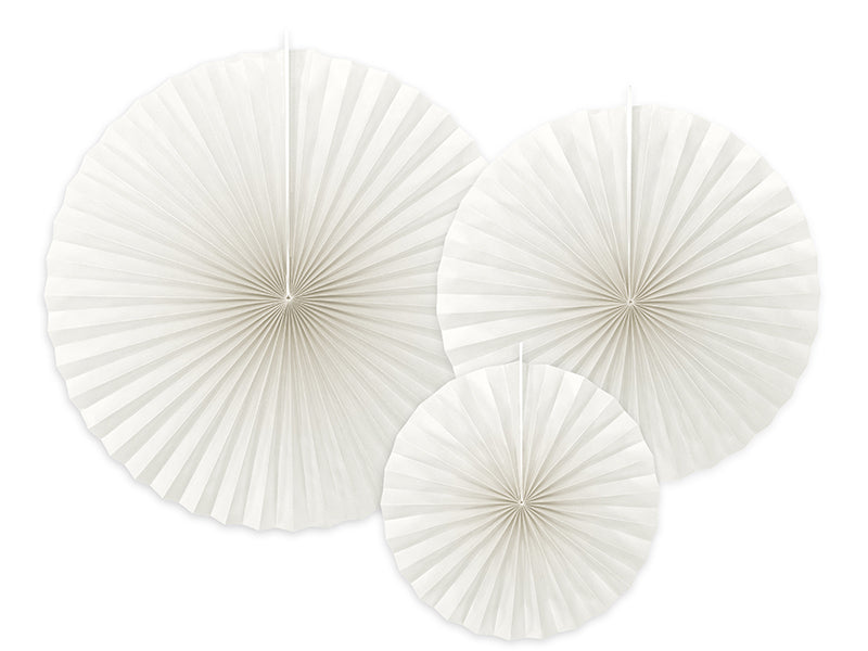 PartyDeco Rosetten – Weiss – 23, 32, 40 cm – 3 Stk – für Hochzeit