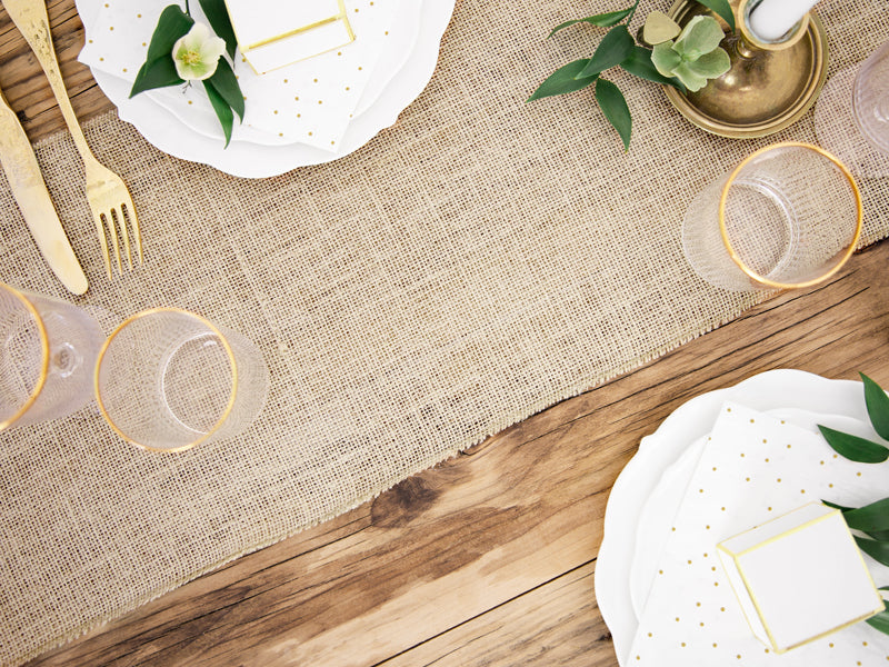 PartyDeco Tischläufer – 28×500 cm, Jute, Braun, Hochzeit