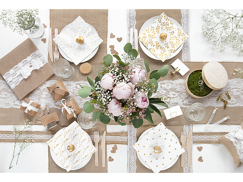 PartyDeco Tischläufer – 28×500 cm, Jute, Braun, Hochzeit
