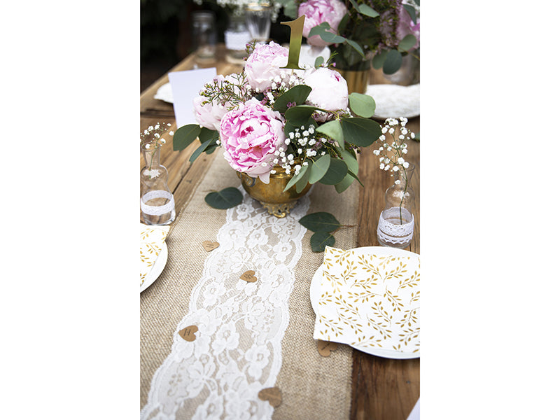 PartyDeco Tischläufer – Jute, Hochzeitsmotiv, 28 × 2,75 m