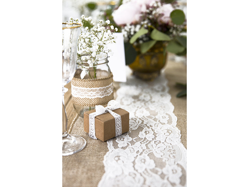 PartyDeco Tischläufer – Jute, Hochzeitsmotiv, 28 × 2,75 m