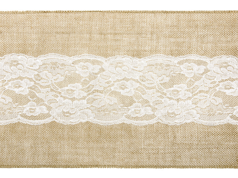 PartyDeco Tischläufer – Jute, Hochzeitsmotiv, 28 × 2,75 m