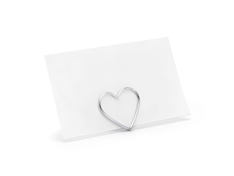 PartyDeco Tischkartenhalter Hochzeit – Silber – 9,0 × 12,0 cm – 10 Stk