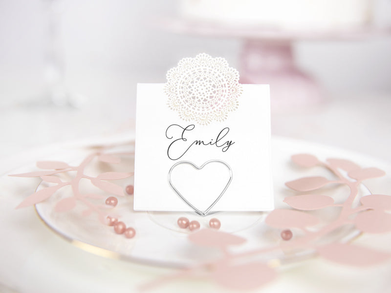 PartyDeco Tischkartenhalter Hochzeit – Silber – 9,0 × 12,0 cm – 10 Stk