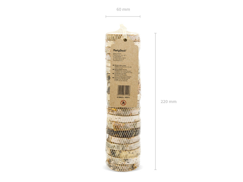 PartyDeco Tischkarten Holzscheibe Hochzeit – Braun – Ø 4,5–6,5 cm × 1 cm – Holz (Eiche) – 20 Stk