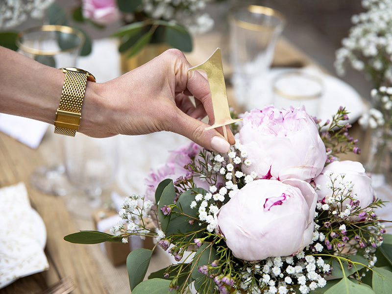 PartyDeco Deko-Zahl Hochzeit – Gold – 26,5 cm – Holz – 10 Stk