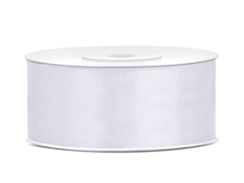 PartyDeco Geschenkband Satin Weiss – 25 mm × 25 m