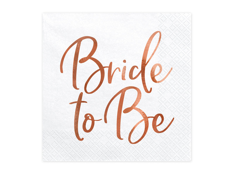 PartyDeco Servietten Bride to be Roségold/Weiss – 33 × 33 cm – 20 Stück