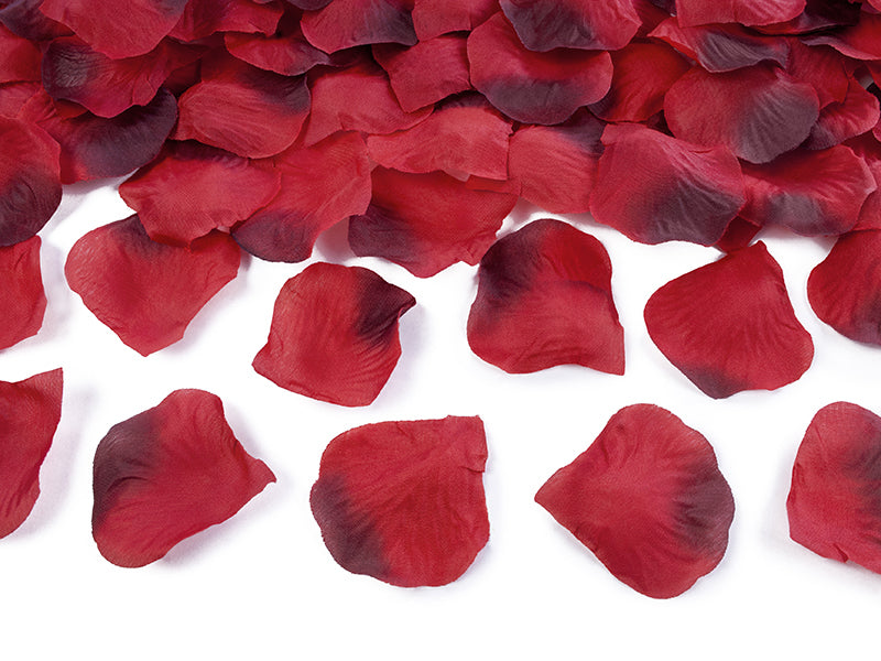 PartyDeco Dekoration Rosenblüten – rot, dunkler Rand – Stoff – 500 Stk