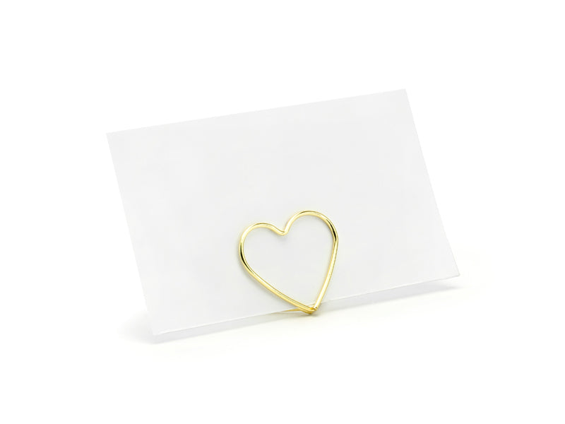 PartyDeco Tischkartenhalter Herz – Gold – Ø 2,5 cm – 10 Stk