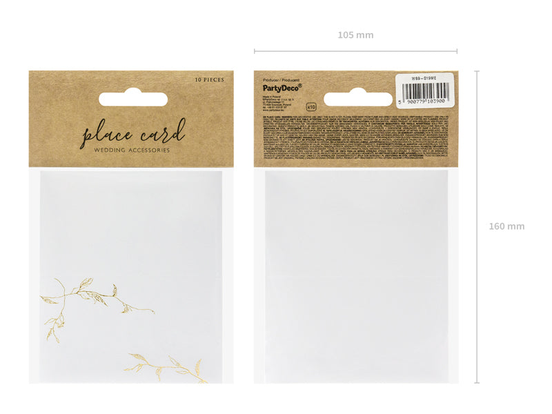 PartyDeco Tischkarten Hochzeit – Weiss – 9,5 × 5,5 cm – Karton – 10 Stk