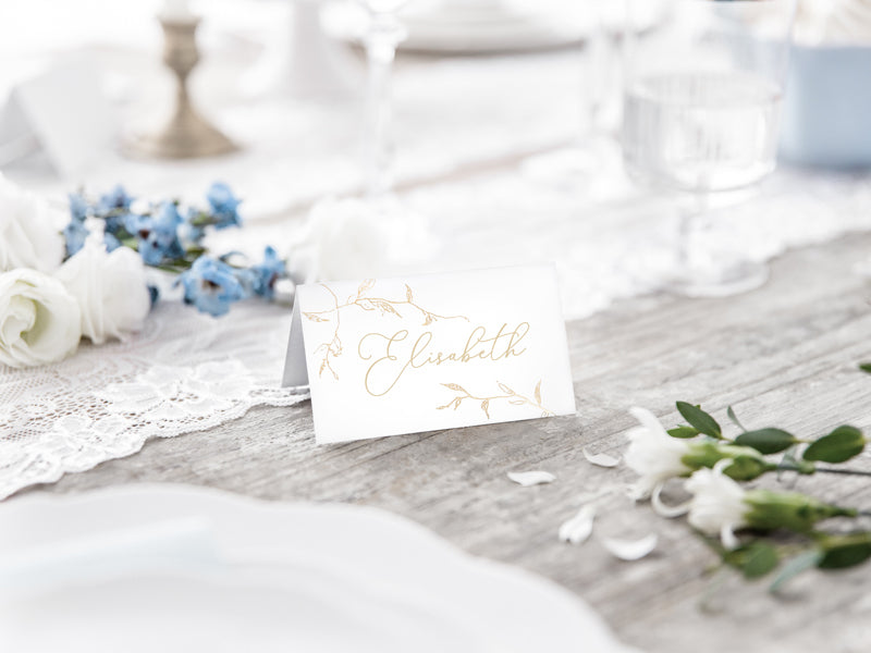 PartyDeco Tischkarten Hochzeit – Weiss – 9,5 × 5,5 cm – Karton – 10 Stk