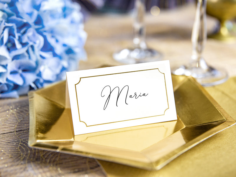 PartyDeco Tischkarten Rahmen Hochzeit – Weiss – 9,5 × 5,5 cm – Karton – 10 Stk