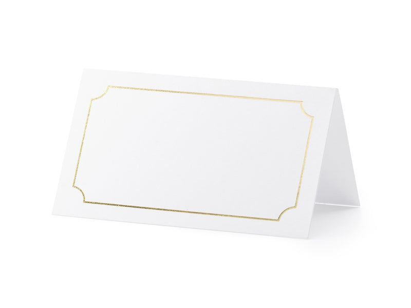 PartyDeco Tischkarten Rahmen Hochzeit – Weiss – 9,5 × 5,5 cm – Karton – 10 Stk