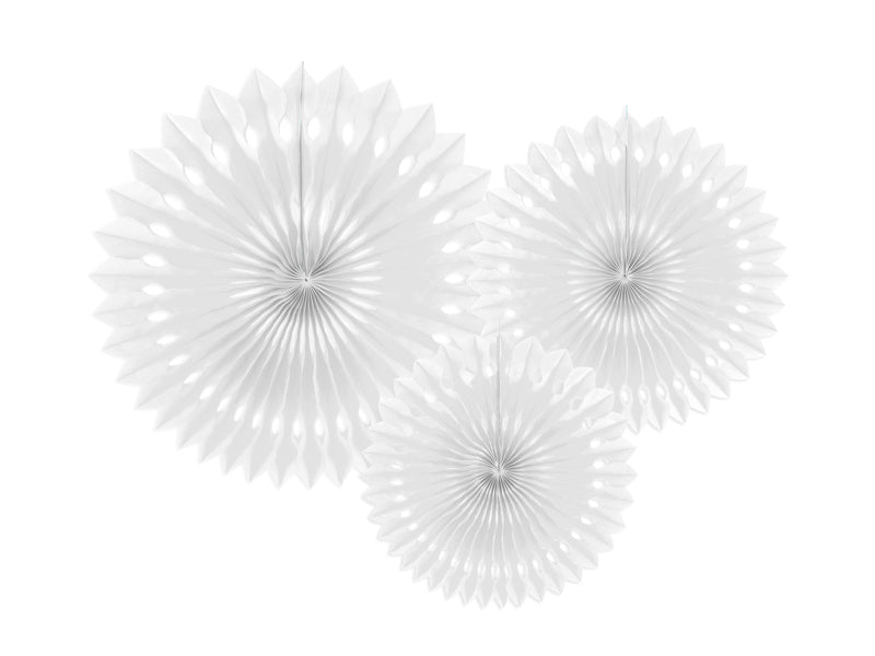 PartyDeco Rosetten Fächer – Crème – 20, 25, 30 cm – Papier – 3 Stk