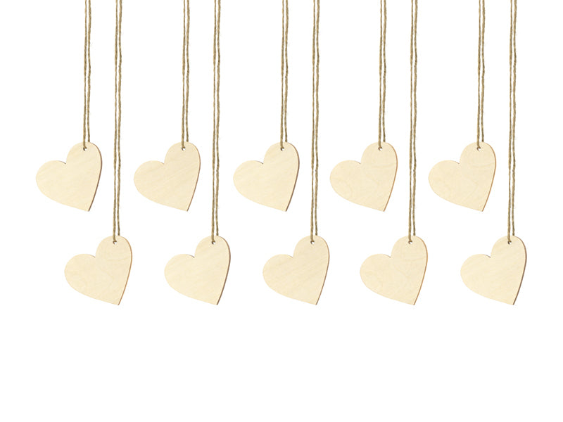 PartyDeco Tischkarten Hochzeit – Braun – 6 × 5 cm – Holz – 10 Stk